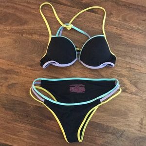 black Victoria’s Secret two piece swimming suit